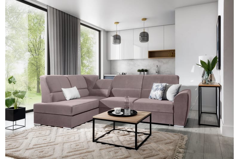 Bäddsoffa m. Schäslong Keith 3-sits, Mörkbrun