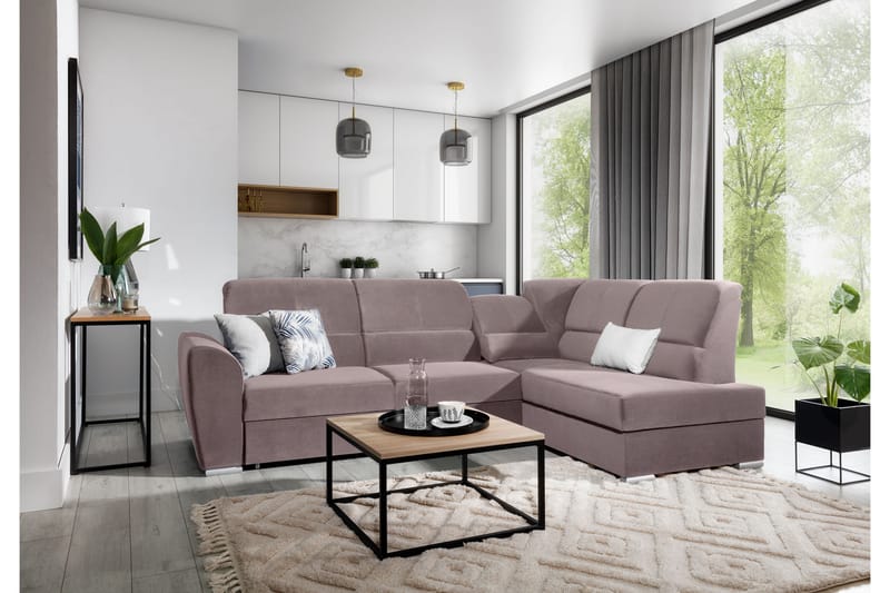 Bäddsoffa m. Schäslong Keith 3-sits, Mörkbrun