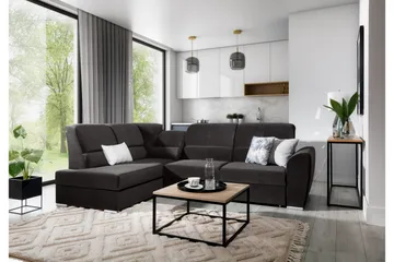 Bäddsoffa m. Schäslong Keith 3-sits - Mörkgrå - Möbler - Soffa - Bäddsoffa - Bäddsoffa längsbäddad