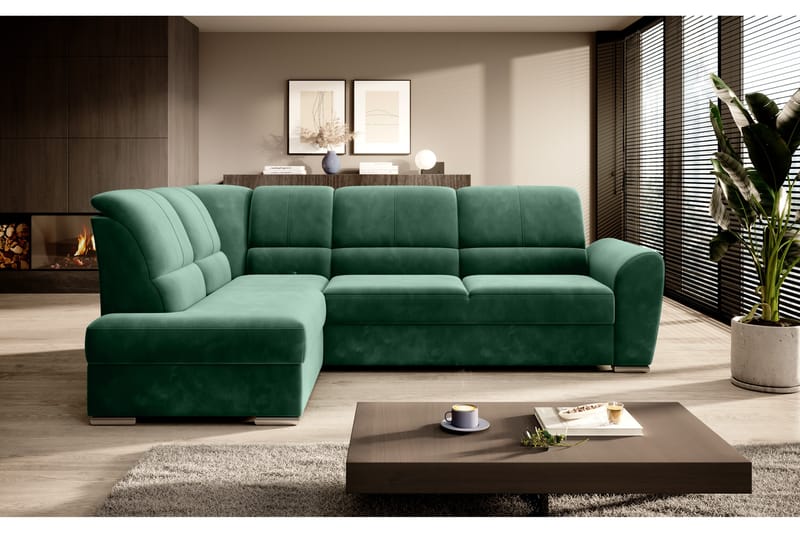 Bäddsoffa m. Schäslong Keith 3-sits - Mörkgrön - Möbler - Soffa - Bäddsoffa - Bäddsoffa längsbäddad