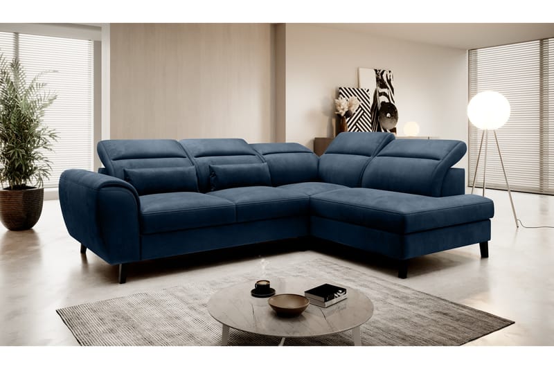 Bäddsoffa m. Schäslong Yasmine 3-sits - Mörkblå - Möbler - Soffa - Bäddsoffa - Bäddsoffa längsbäddad