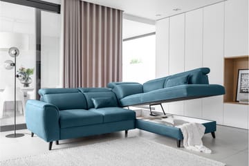 Bäddsoffa m. Schäslong Yasmine 3-sits - Mörkblå - Möbler - Soffa - Bäddsoffa - Bäddsoffa längsbäddad