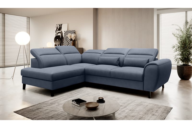 Bäddsoffa m. Schäslong Yasmine 3-sits - Mörkblå - Möbler - Soffa - Bäddsoffa - Bäddsoffa längsbäddad