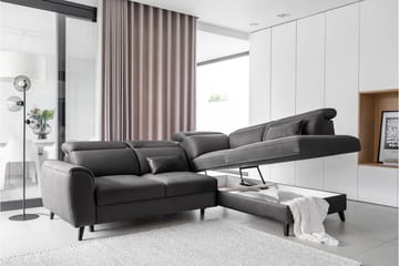 Bäddsoffa m. Schäslong Yasmine 3-sits - Mörkgrå - Möbler - Soffa - Bäddsoffa - Bäddsoffa längsbäddad