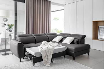 Bäddsoffa m. Schäslong Yasmine 3-sits - Mörkgrå - Möbler - Soffa - Bäddsoffa - Bäddsoffa längsbäddad