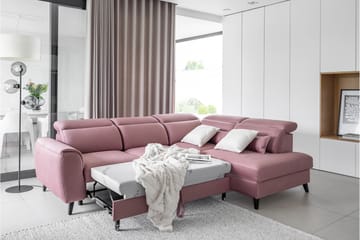 Bäddsoffa m. Schäslong Yasmine 3-sits - Rosa - Möbler - Soffa - Bäddsoffa - Bäddsoffa längsbäddad