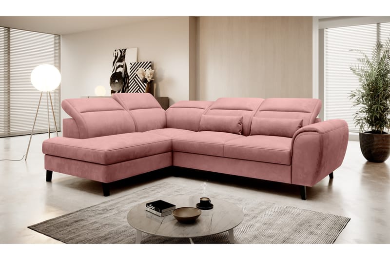 Bäddsoffa m. Schäslong Yasmine 3-sits - Rosa - Möbler - Soffa - Bäddsoffa - Bäddsoffa längsbäddad