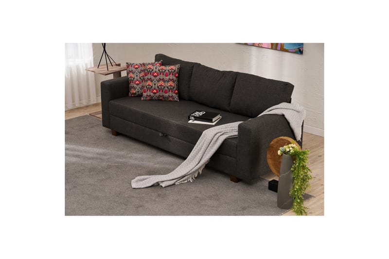 Bäddsoffa med 3 sittplatser Iroulport Antracit - Antracit - Möbler - Soffa - Bäddsoffa - 3 sits bäddsoffa