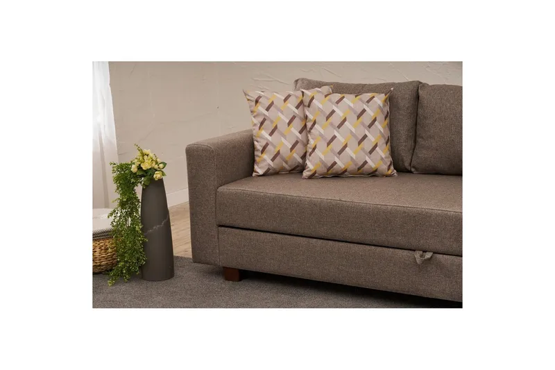 Bäddsoffa med 3 sittplatser Iroulport Arzilla Brun - Brun - Möbler - Soffa - Bäddsoffa - 3 sits bäddsoffa