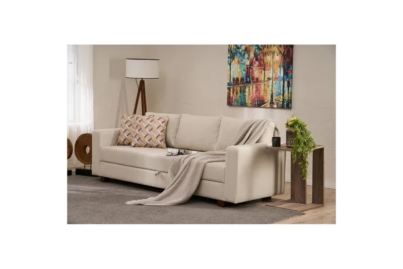 Bäddsoffa med 3 sittplatser Iroulport Arzilla Grädde - Grädde - Möbler - Soffa - Bäddsoffa - 3 sits bäddsoffa