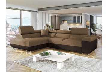 Bäddsoffa med schäslong - Brun - Möbler - Soffa - Bäddsoffa - Bäddsoffa längsbäddad