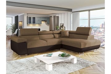 Bäddsoffa med schäslong - Brun - Möbler - Soffa - Bäddsoffa - Bäddsoffa längsbäddad