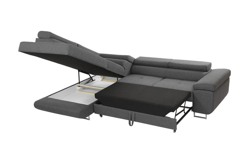 Bäddsoffa med schäslong - Brun - Möbler - Soffa - Bäddsoffa - Bäddsoffa längsbäddad