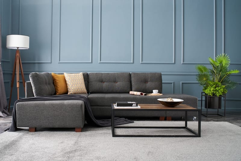 Bäddsoffa med Schäslong Cyprus Vänster - Antracit/Svart - Möbler - Soffa - Bäddsoffa - Framåtbäddad bäddsoffa