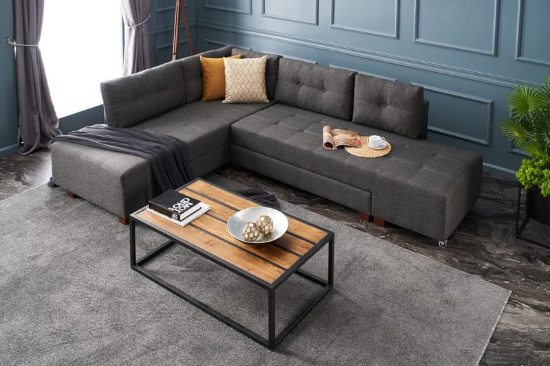 Bäddsoffa med Schäslong Cyprus Vänster - Antracit/Svart - Möbler - Soffa - Bäddsoffa - Framåtbäddad bäddsoffa