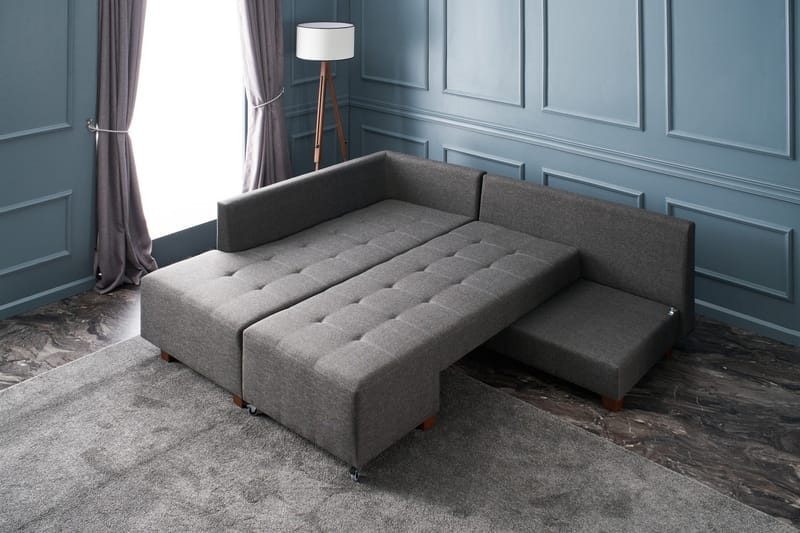 Bäddsoffa med Schäslong Cyprus Vänster - Antracit/Svart - Möbler - Soffa - Bäddsoffa - Framåtbäddad bäddsoffa