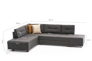 Bäddsoffa med Schäslong Cyprus Vänster - Antracit/Svart - Möbler - Soffa - Bäddsoffa - Framåtbäddad bäddsoffa