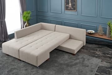 Bäddsoffa med Schäslong Cyprus Vänster - Krämvit/Svart - Möbler - Soffa - Bäddsoffa - Framåtbäddad bäddsoffa