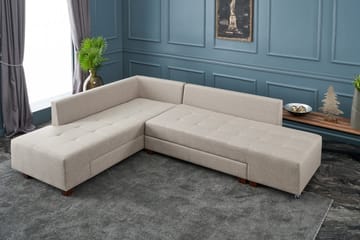 Bäddsoffa med Schäslong Cyprus Vänster - Krämvit/Svart - Möbler - Soffa - Bäddsoffa - Framåtbäddad bäddsoffa