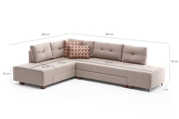 Bäddsoffa med Schäslong Cyprus Vänster - Krämvit/Svart - Möbler - Soffa - Bäddsoffa - Framåtbäddad bäddsoffa