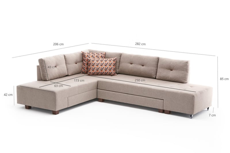 Bäddsoffa med Schäslong Cyprus Vänster - Krämvit/Svart - Möbler - Soffa - Bäddsoffa - Framåtbäddad bäddsoffa