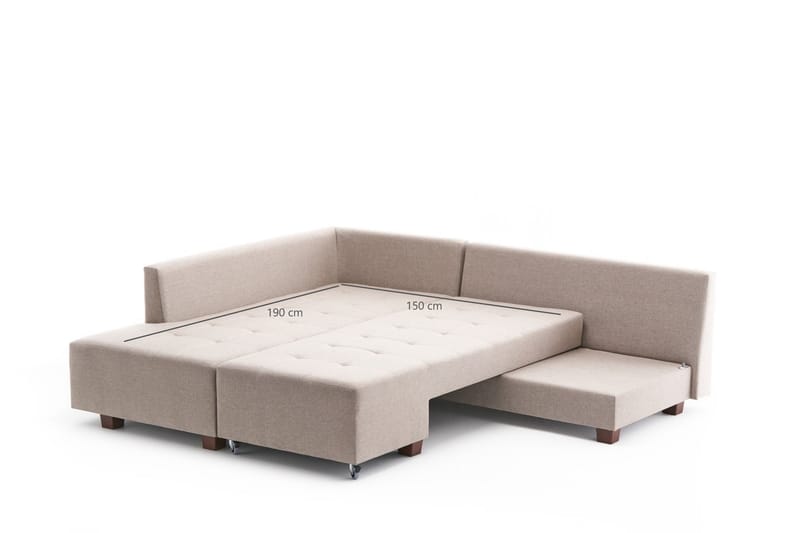 Bäddsoffa med Schäslong Cyprus Vänster - Krämvit/Svart - Möbler - Soffa - Bäddsoffa - Framåtbäddad bäddsoffa