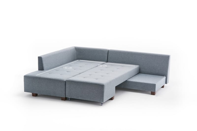 Bäddsoffa med Schäslong Cyprus Vänster - Ljusblå/Svart - Möbler - Soffa - Bäddsoffa - Framåtbäddad bäddsoffa