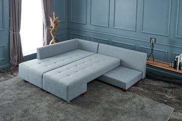 Bäddsoffa med Schäslong Cyprus Vänster - Ljusblå/Svart - Möbler - Soffa - Bäddsoffa - Framåtbäddad bäddsoffa