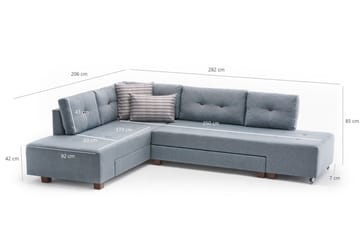 Bäddsoffa med Schäslong Cyprus Vänster - Ljusblå/Svart - Möbler - Soffa - Bäddsoffa - Framåtbäddad bäddsoffa
