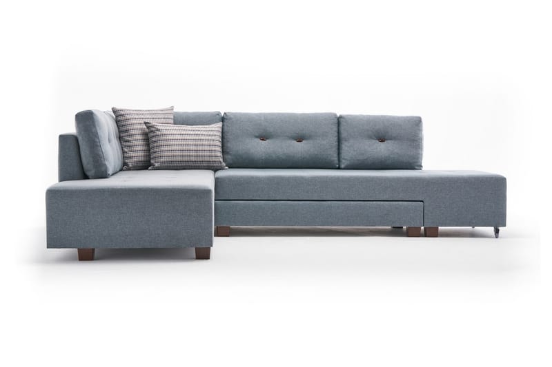 Bäddsoffa med Schäslong Cyprus Vänster - Ljusblå/Svart - Möbler - Soffa - Bäddsoffa - Framåtbäddad bäddsoffa