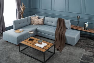 Bäddsoffa med Schäslong Cyprus Vänster - Ljusblå/Svart - Möbler - Soffa - Bäddsoffa - Framåtbäddad bäddsoffa