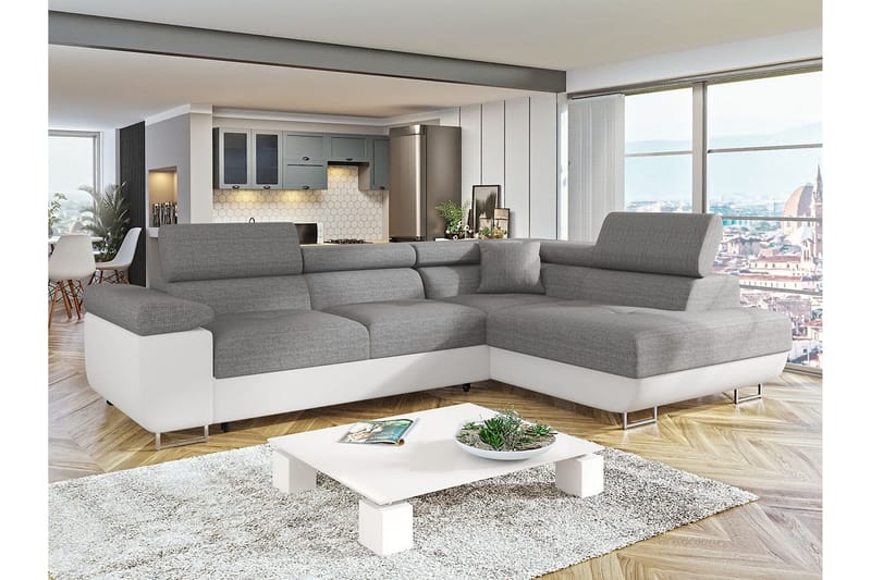 Bäddsoffa med schäslong - Grå - Möbler - Soffa - Bäddsoffa - Bäddsoffa längsbäddad