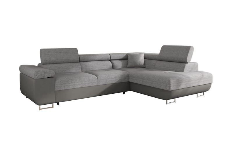 Bäddsoffa med schäslong, Grå