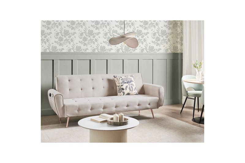 Bäddsoffa Selnes - Beige, koppar - Möbler - Soffa - Bäddsoffa - 3 sits bäddsoffa