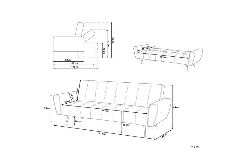 Bäddsoffa Selnes - Beige, koppar - Möbler - Soffa - Bäddsoffa - 3 sits bäddsoffa