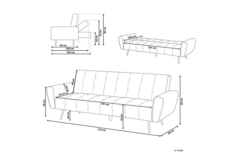 Bäddsoffa Selnes - Brun, koppar - Möbler - Soffa - Bäddsoffa - 3 sits bäddsoffa