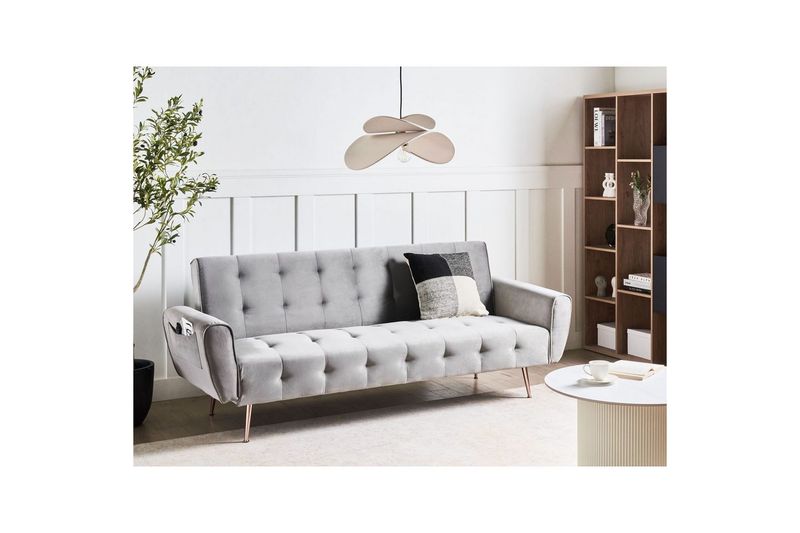 Bäddsoffa Selnes - Grå, koppar - Möbler - Soffa - Bäddsoffa - 3 sits bäddsoffa