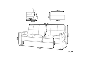 Bäddsoffa Tjorn - Beige, ljust trä, 185x110 cm - Möbler - Soffa - Bäddsoffa - 3 sits bäddsoffa