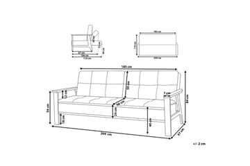 Bäddsoffa Tjorn - Grå, mörkt trä, 185x110 cm - Möbler - Soffa - Bäddsoffa - 3 sits bäddsoffa