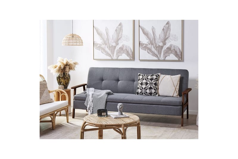 Bäddsoffa Tjorn - Grå, mörkt trä, 185x110 cm - Möbler - Soffa - Bäddsoffa - 3 sits bäddsoffa