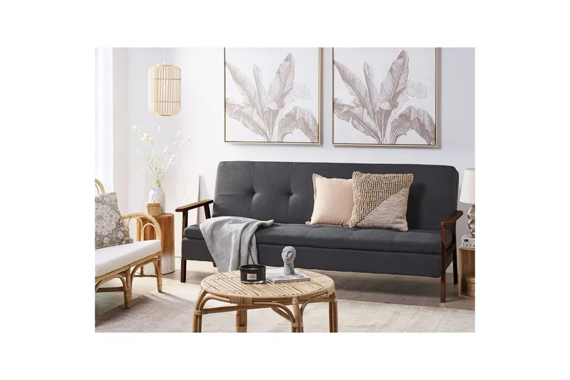 Bäddsoffa Tjorn - Mörkgrå, mörkt trä, 185x110 cm - Möbler - Soffa - Bäddsoffa - 3 sits bäddsoffa