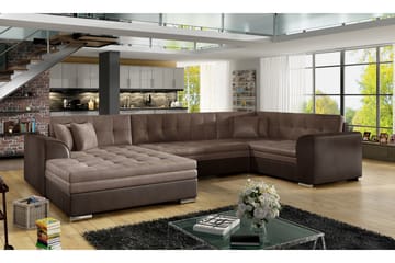 Bäddsoffa Zambia med Dubbeldivan - Brun - Möbler - Soffa - Bäddsoffa - U bäddsoffa