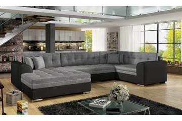 Bäddsoffa Zambia med Dubbeldivan - Grå|Svart - Möbler - Soffa - Bäddsoffa - U bäddsoffa