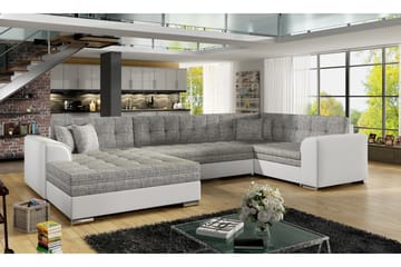 Bäddsoffa Zambia med Dubbeldivan - Grå|Vit - Möbler - Soffa - Bäddsoffa - U bäddsoffa