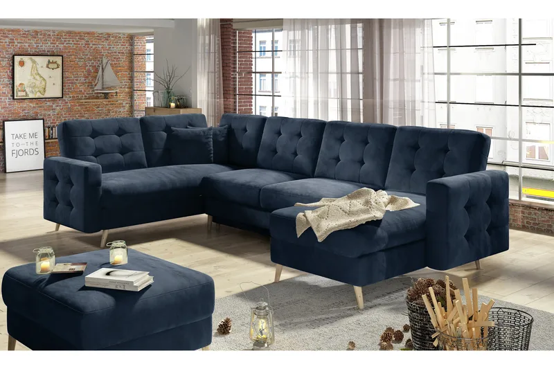 Deadra Bäddsoffa med Dubbeldivan, Blå