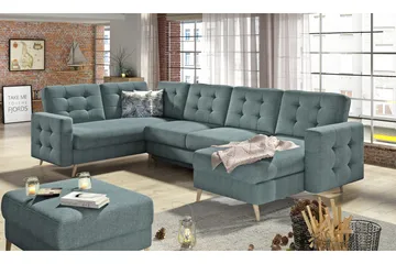 Deadra Bäddsoffa med Dubbeldivan - Grön - Möbler - Soffa - Bäddsoffa - U bäddsoffa