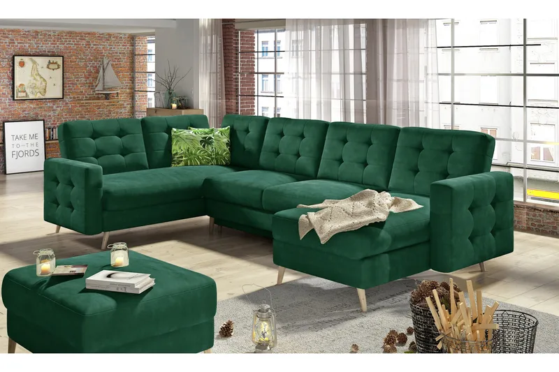 Deadra Bäddsoffa med Dubbeldivan, Grön