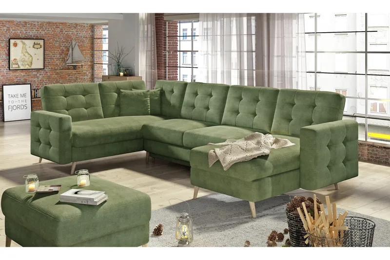 Deadra Bäddsoffa med Dubbeldivan, Grön