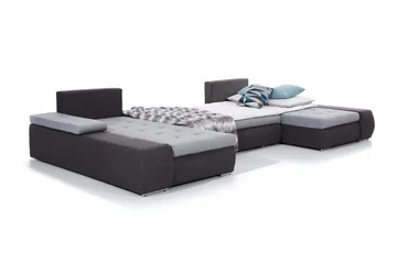 Jurtiga 4-sits U-formad Bäddsoffa 122x297 cm med Förvaring i Tyg - Grå - Möbler - Soffa - Bäddsoffa - U bäddsoffa