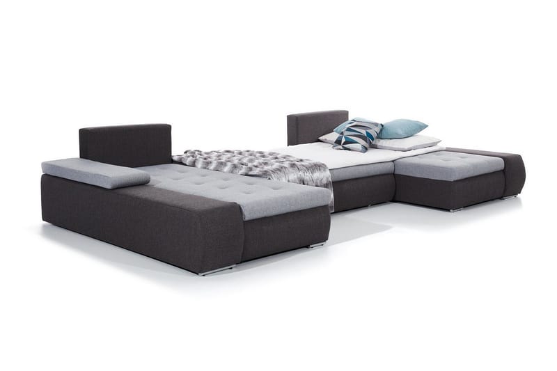 Jurtiga 4-sits U-formad Bäddsoffa 122x297 cm med Förvaring i Tyg - Grå - Möbler - Soffa - Bäddsoffa - U bäddsoffa